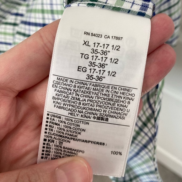 Men's Banana Republic - Non-Iron Slim Fit Button Down Blue&Green Checkered Shirt - Picture 3 of 4